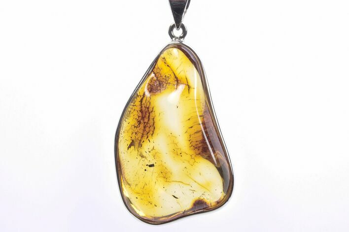 Polished Baltic Amber Pendant (Necklace) - Sterling Silver #241224